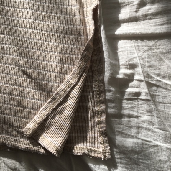 Striped Cap Sleeve Sweater Top with Slits - Picture 4 of 5